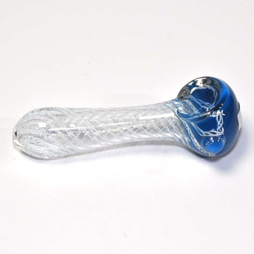 Blue and white glass pipe