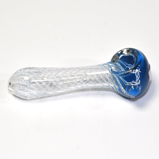 Blue and white glass pipe