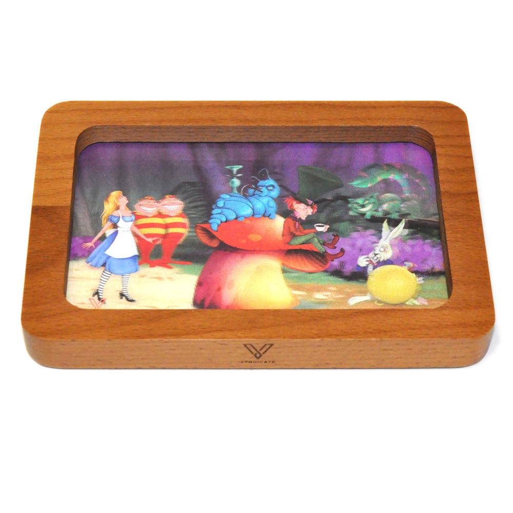 Premium Wooden rolling tray with 3D image small 7.5"