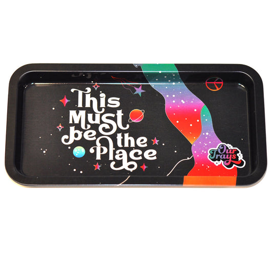 8" Black metal rolling tray