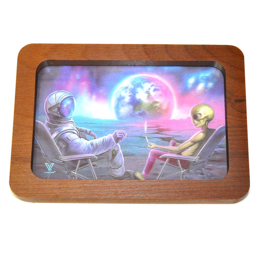 Premium Wooden rolling tray with 3D image small 7.5"